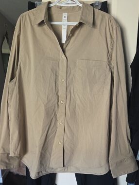 Lululemon Beige Long Sleeve Button Down Shirt